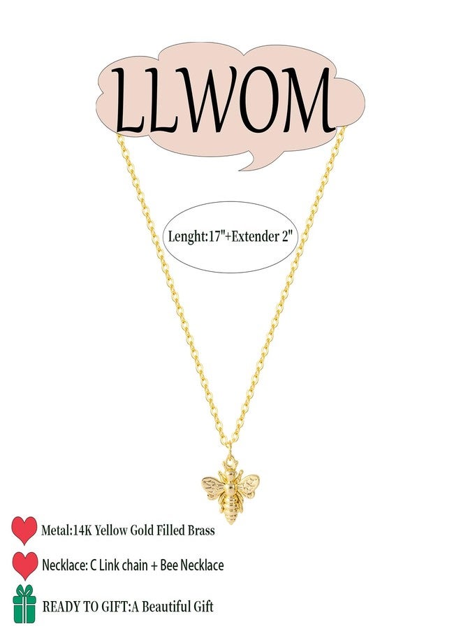 LLWOM Gold Necklace for Women, 14K Gold Plated Bee Necklace Dainty Bee Necklaces for Women Trendy Necklaces Jewelry - Image 5